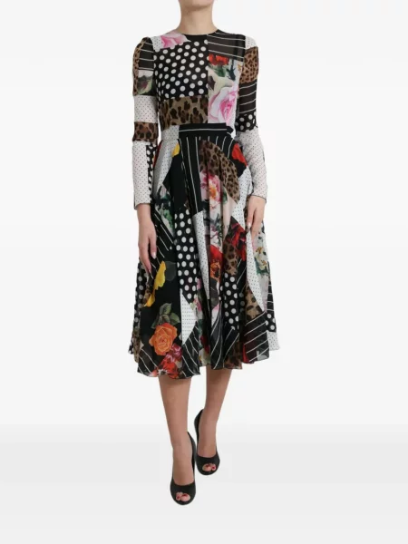 Rochie midi Dolce & Gabbana cu model floral cu imagine negru