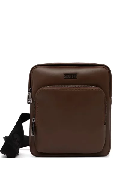Geantă crossbody Guess cu autograf maro
