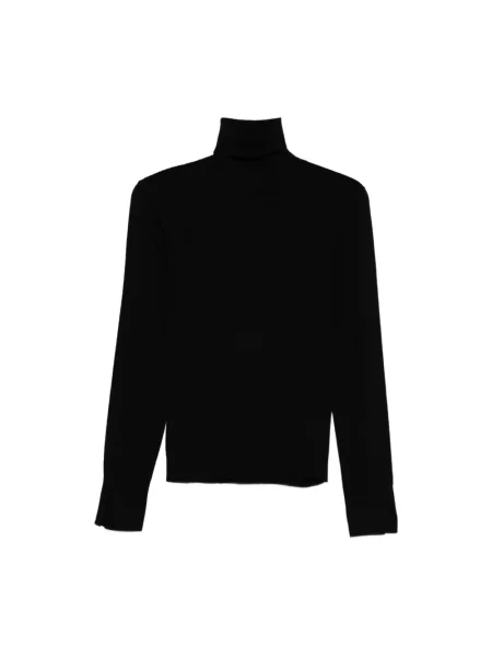 Lniany sweter z golfem Seventy czarny