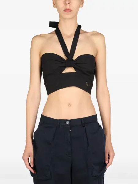 Top 1/off cu gât halter negru
