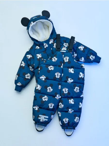 Sinsay Prošívaná bunda s kapucí Mickey Mouse zelená