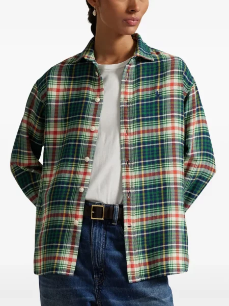 Plačiakojis pledas iš natūralios odos marškinėliai Polo Ralph Lauren žalia