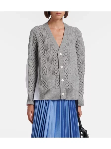 Cardigan Sacai de lână gri