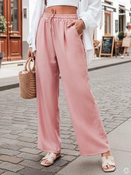 Spodnie wide leg MILLIVIO Dstreet różowe