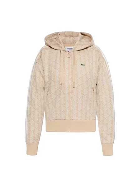 Bluza z kapturem Lacoste beżowa