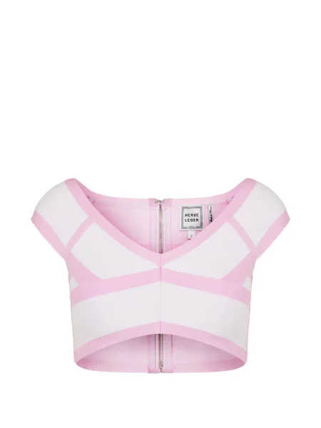 Топ Hervé Léger с V-образно деколте бяло