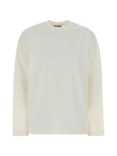 Lung tricou Jil Sander cu decolteu rotund alb
