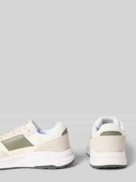 Sneakersy o niskim kroju z detalami ze skóry Model RUN SET' Lacoste białe