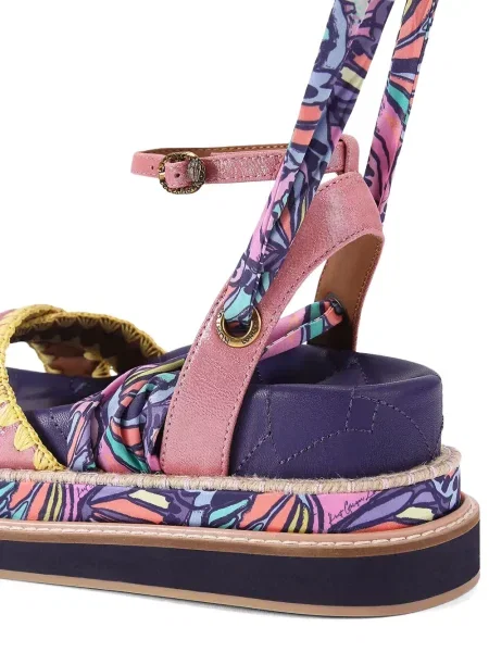 Сандали Kurt Geiger London с принт с прехлупване розово