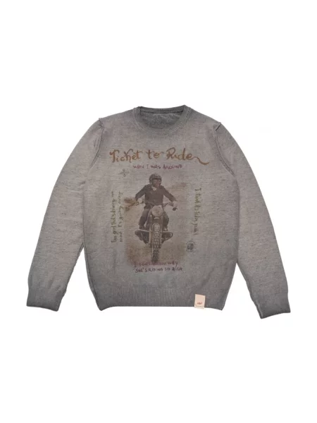 Sweter Bob z okrągłym dekoltem szary