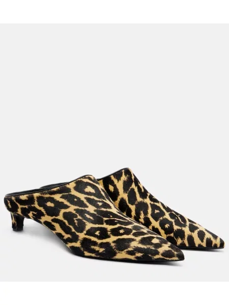 Papuci tip mules Jil Sander cu imagine cu model leopard bej