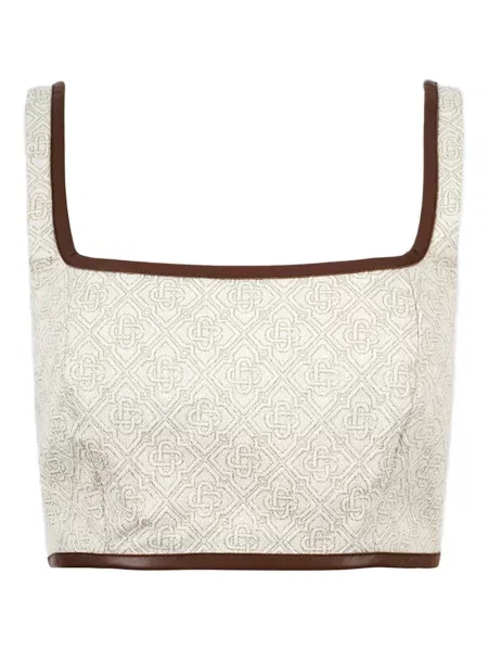 Top Casablanca cu imprimeu geometric alb