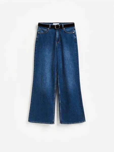 Reserved LADIES` JEANS TROUSERS & BELT bleumarin