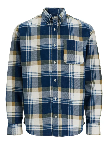 JACK & JONES Cămașă JPRBLUBrook bleumarin / maro / murdar alb