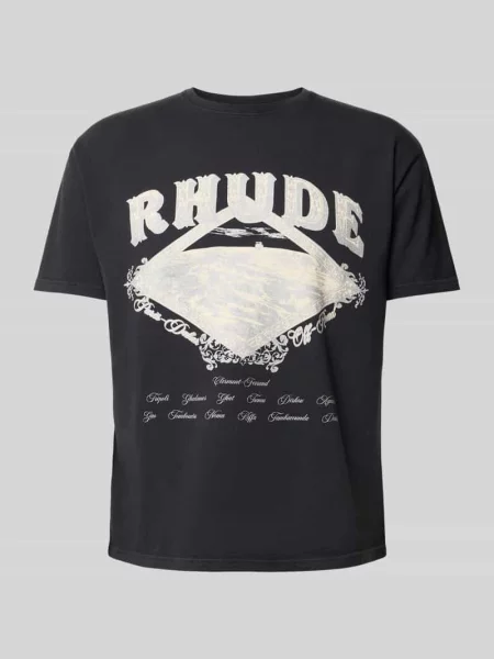T-shirt z dużym nadrukiem z przodu Rhude czarna