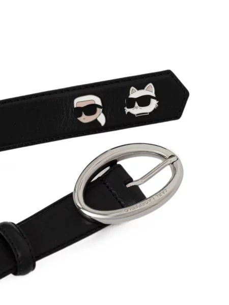 Cu centură curea Karl Lagerfeld din piele negru