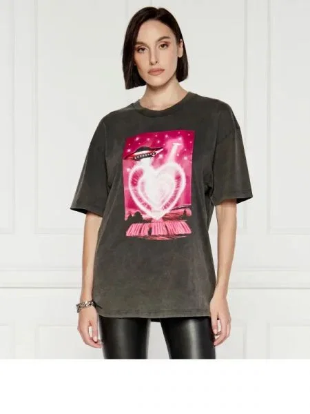 HUGO Tricou Drisela | Oversize fit gri