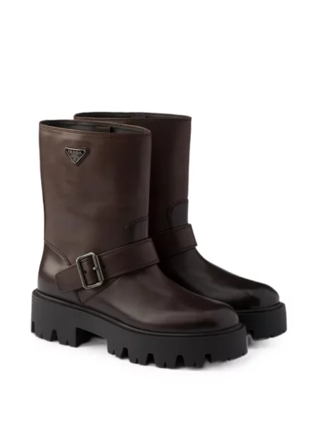 Botine Prada din piele maro