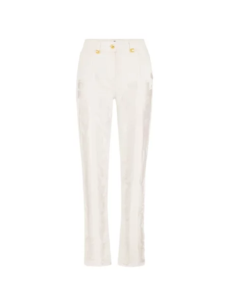 Spodnie palazzo Elisabetta Franchi z frędzli białe