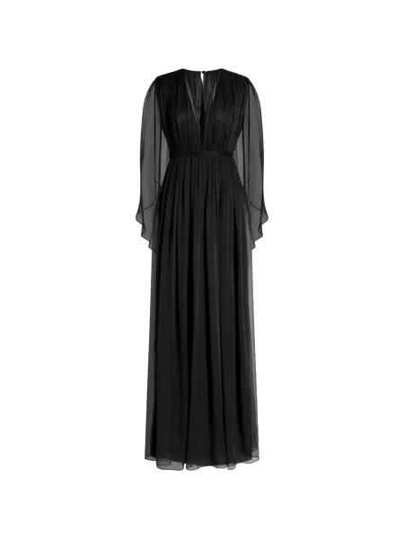 Rochie Alberta Ferretti de mătase cu decolteu în V negru