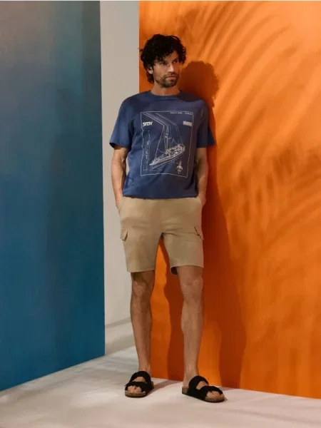 Sinsay Szorty slim cargo beżowy