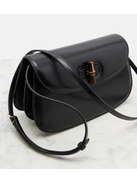 Kožená crossbody kabelka Gucci čierna