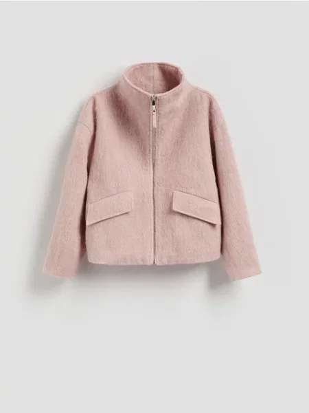 Reserved Geacă cu conținut ridicat de lână roz-pastel roz