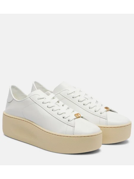 Sneakerși Valentino Garavani din piele cu platformă alb