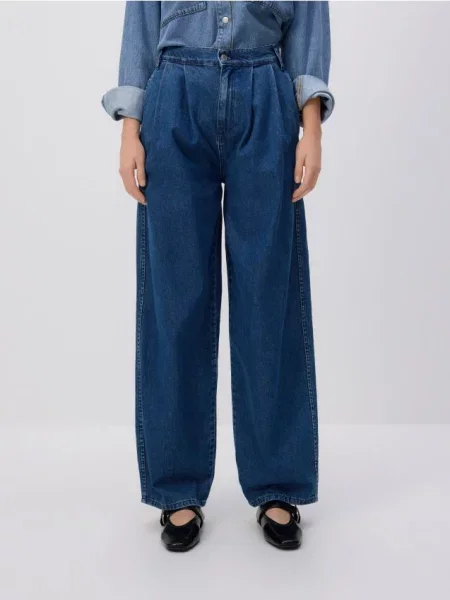 Reserved Джинси barrel leg синій