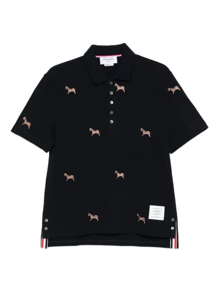 Polo Thom Browne cu broderie albastru