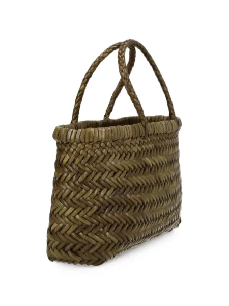 Bőr lapos talpú shopper táska Dragon Diffusion zöld