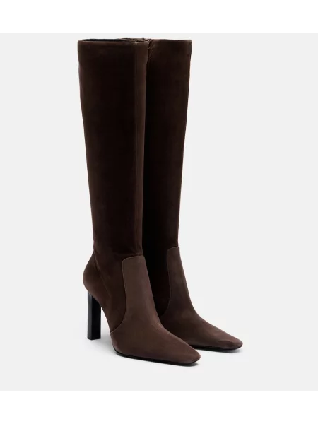 Cizme Saint Laurent din piele de căprioară maro