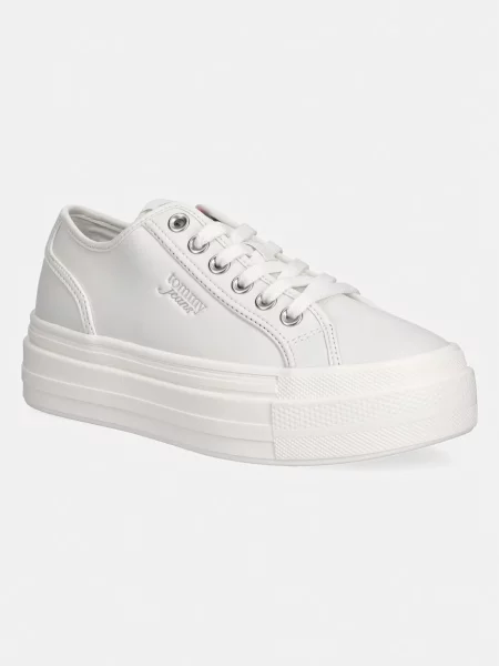 Tommy Jeans TJW FLATFORM SNEAKER LTR tenisky kožené bílé