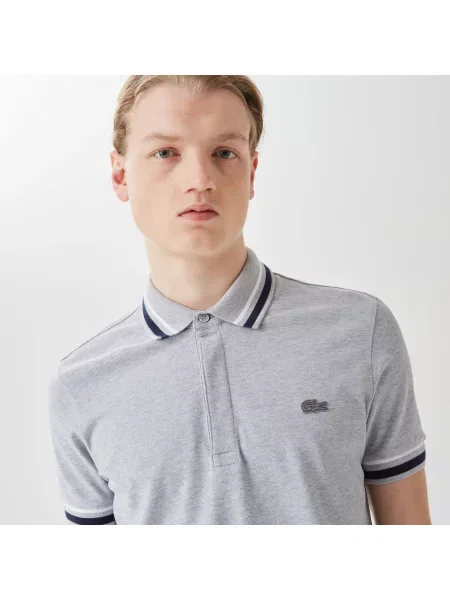 Lacoste Koszulka Polo W Paski Slim Fit szara