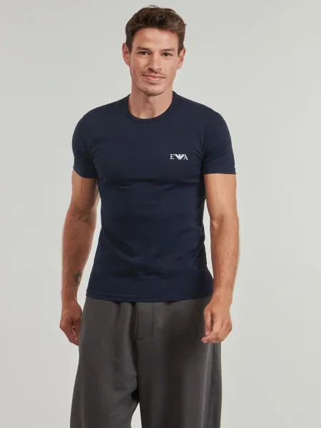 Tričko Emporio Armani lopatkový krk modrá