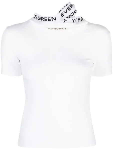 Gulerat tricou Y/project din jacard cu autograf alb