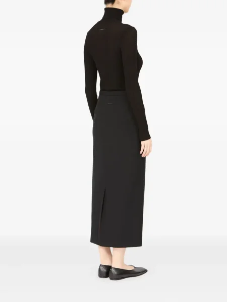 Fustă midi Mm6 Maison Margiela până la genunchi negru