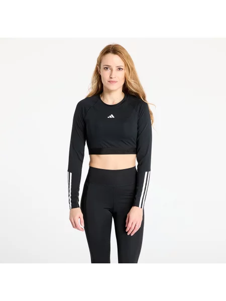 Tricou adidas Hyperglam Training Cropped Long Sleeve Long-Sleeve Top Black/ White S negru
