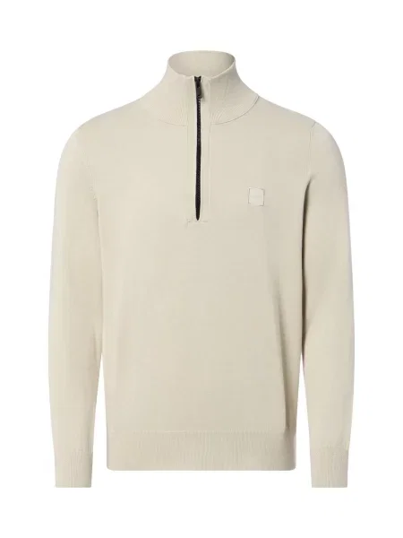 BOSS Orange sweter typu troyer z domieszką kaszmiru Mężczyźni S beżowy