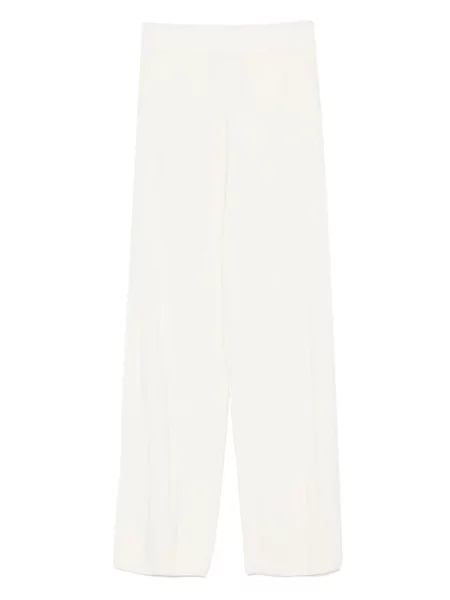 Dzianinowe spodnie Max Mara prążkowane białe