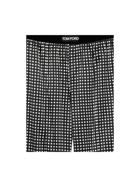 Satynowe spodnie Tom Ford w grochy czarne