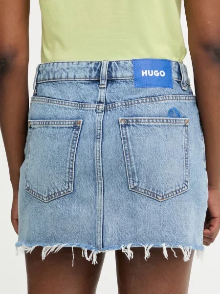 Jeansowa spódnica mini z czystej bawełny model Hugo Blue niebieska
