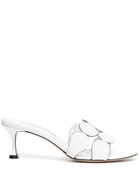 Sandale Manolo Blahnik din piele alb