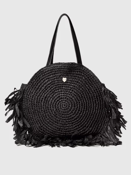 Плетена сумка-тоут з бахромою Twinset чорна