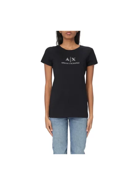 Armani Exchange Koszulki Kobieta M T-shirt z Graficznym Nadrukiem czarny