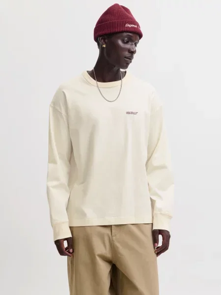 JACK & JONES Tricou JORFREDERIKSBERG roșu vin / lână alb