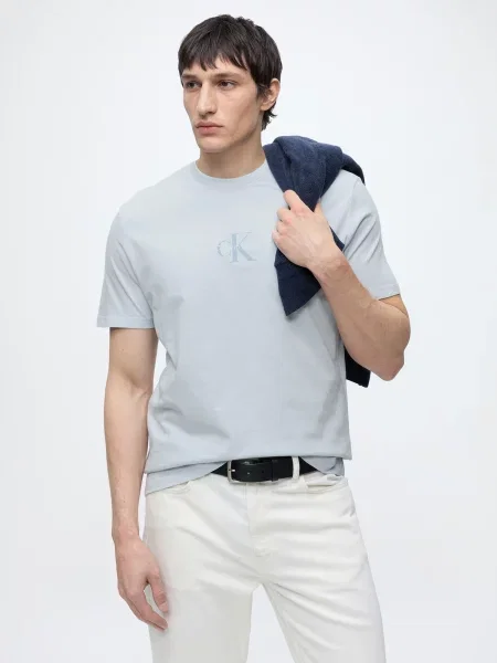 Calvin Klein Jeans Tričko opálová / pastelovo modrá biela