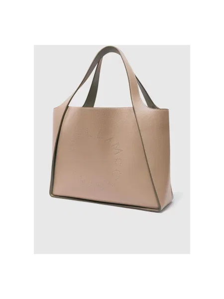 Shopperka Stella Mccartney z logo beżowa