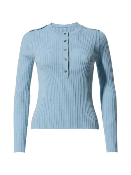 Top Perfect Moment de lână cu guler henley albastru