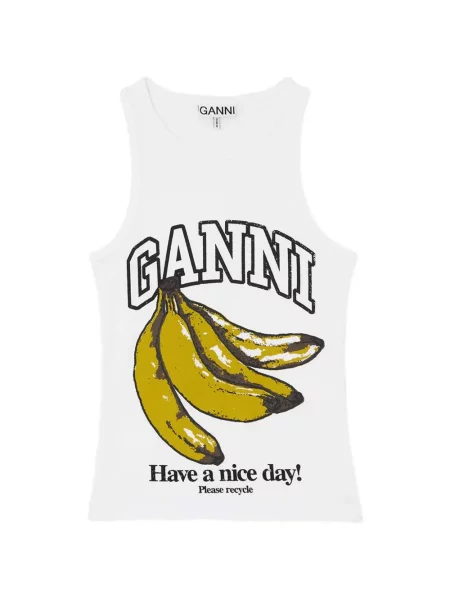 Top Ganni cu imagine alb